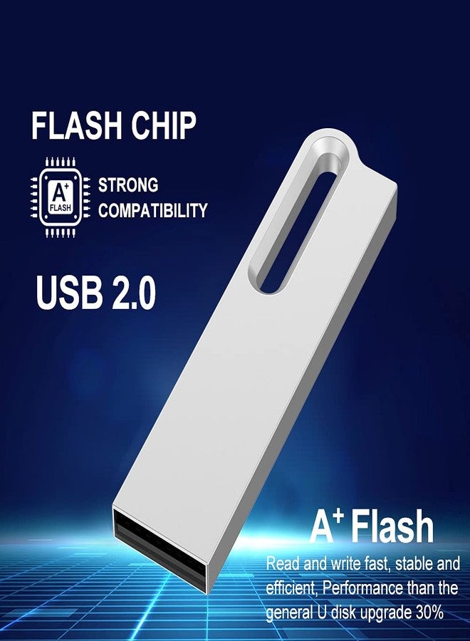 Aiibe 8GB Flash Drive 10 Pack 8GB Metal USB Drive Bulk Thumb Drive USB 2.0 Memory Stick Jump Drive Zip Drive with Keychain, Waterproof - Silver - Image 2